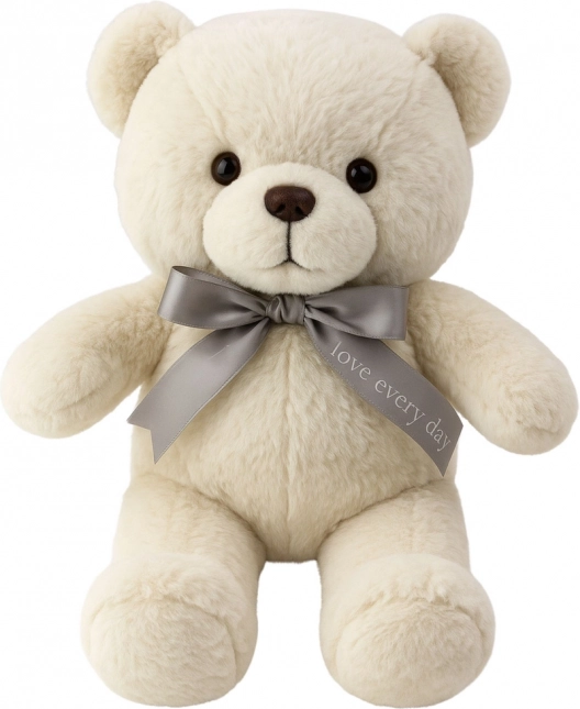 Ours En Peluche Avec Nœud Happy Every Day Blanc 55cm