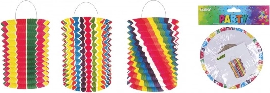 Lampion en papier arc-en-ciel cylindre 16 cm