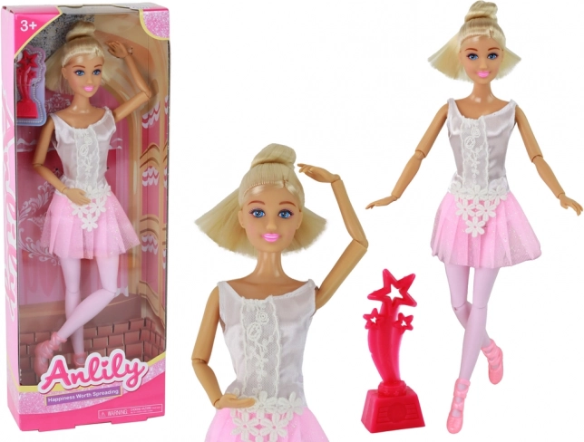 Poupée ANLILY ballerine avec tutu rose et trophée