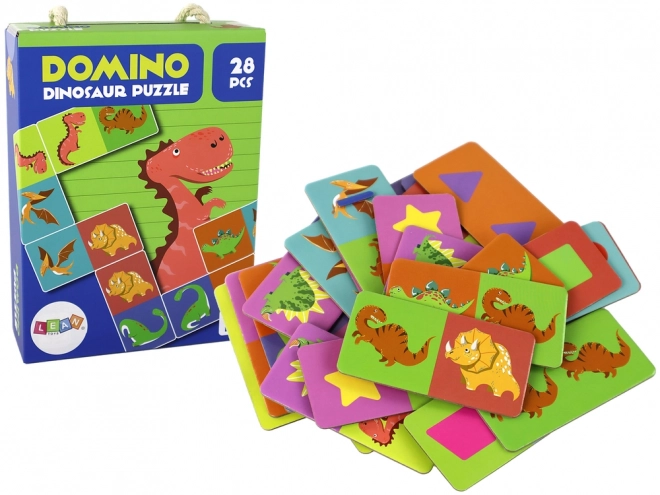 Puzzle Jeu Domino Recto-Verso Dinosaures - 28 Pièces