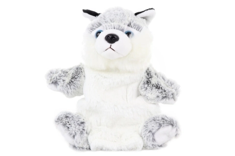 Chien Husky en peluche marionnette 25 cm