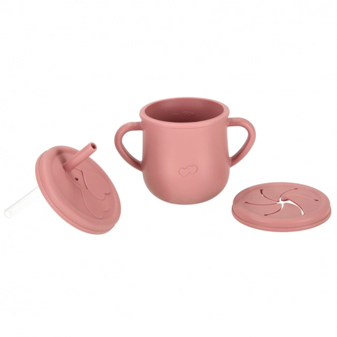 Ensemble de vaisselle en silicone écureuil rose foncé - 9 pièces