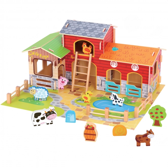 Mega Ferme figurines d'animaux étable et poulailler 18 pcs