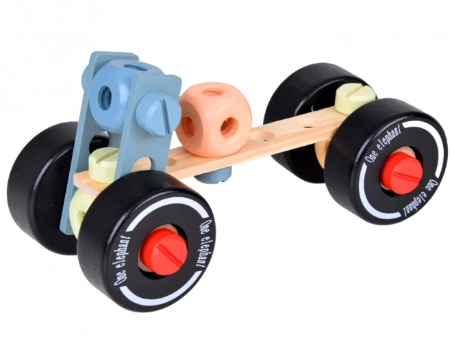 Jeu de construction en bois Montessori tour de voiture