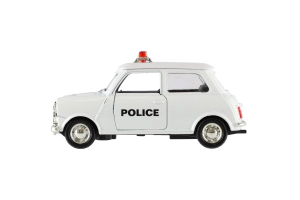 Voiture de police rétro 11cm en métal/plastique à rétrofriction sur batterie avec lumière 4 types
