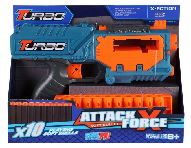 Blaster Turbo mini avec chargeur coulissant + 10 munitions