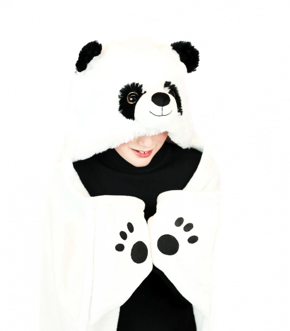 Cozy Noxxiez BL823 Panda - couverture chauffante à capuche avec motif animal et poches pattes