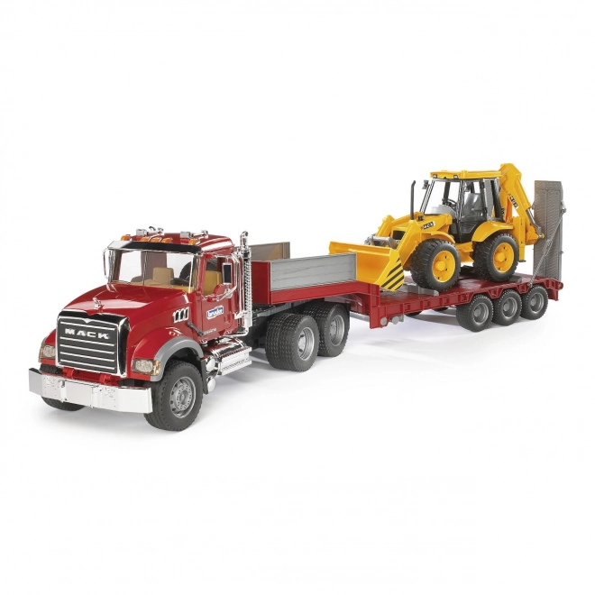 Camion Bruder MACK Granit avec remorque et tracteur JCB