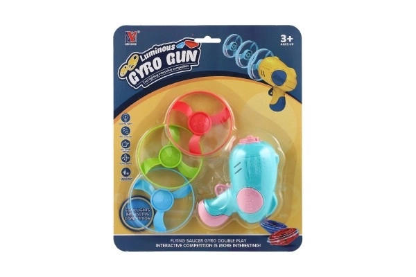 Hélice à lancer 3 pièces + démarreur pistolet plastique 4 couleurs sur carte 21,5x26x6cm