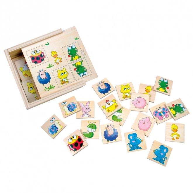 Bino Jeu de mémoire en bois avec des animaux