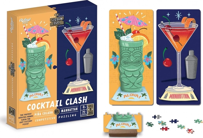 Puzzle Duel duel de cocktails : Piña Colada vs Manhattan 2×70 pièces