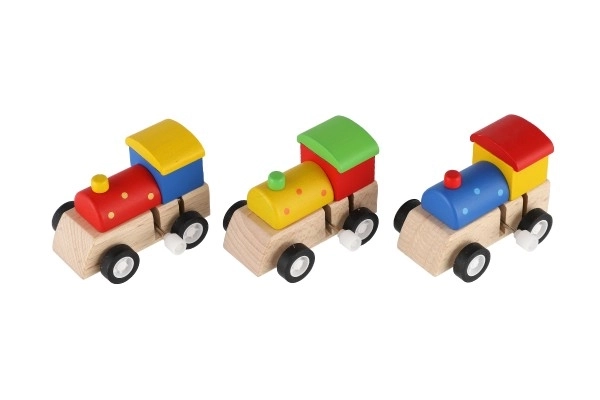Petit train à clé en bois 7cm ass. 3 couleurs