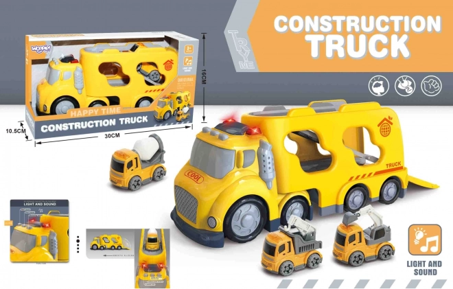 Grand dépanneur jaune City Truck avec effets sonores et lumineux