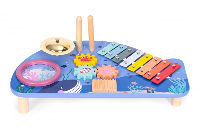 Table musicale avec xylophone, cymbales, tambourin et hochet monde marin ECOTOYS