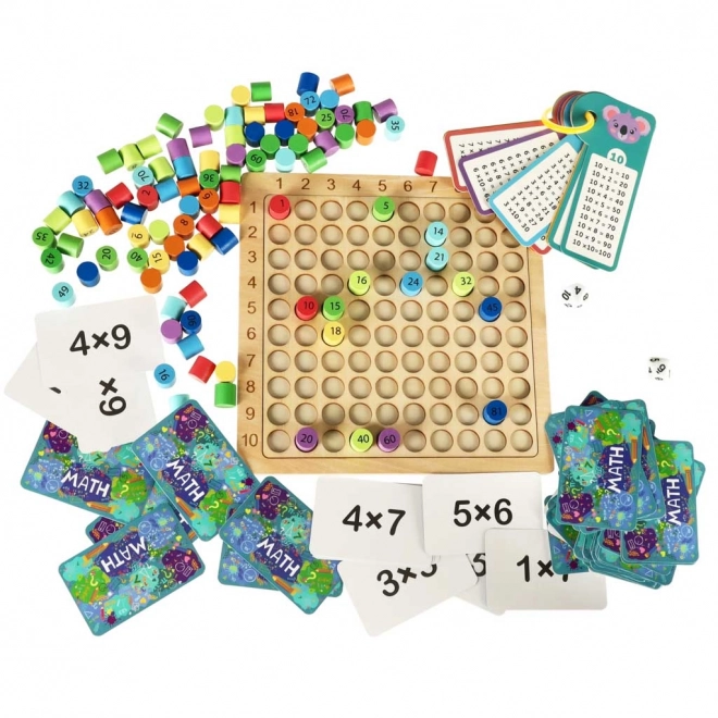 Jouet éducatif en bois pour la multiplication avec des anneaux colorés