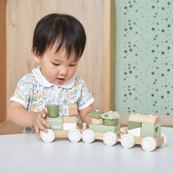 Train en bois Polar B avec wagons et blocs