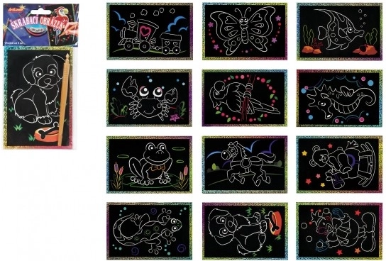 Images à gratter scintillantes, colorées, 15 × 10 cm, 24 pcs