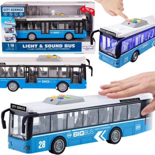 Autobus urbain interactif WOOPIE 1:16 avec effets et portes ouvrantes