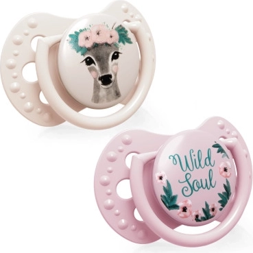 LOVI Tétine en silicone dynamique WILD SOUL 3-6 mois, lot de 2, fille
