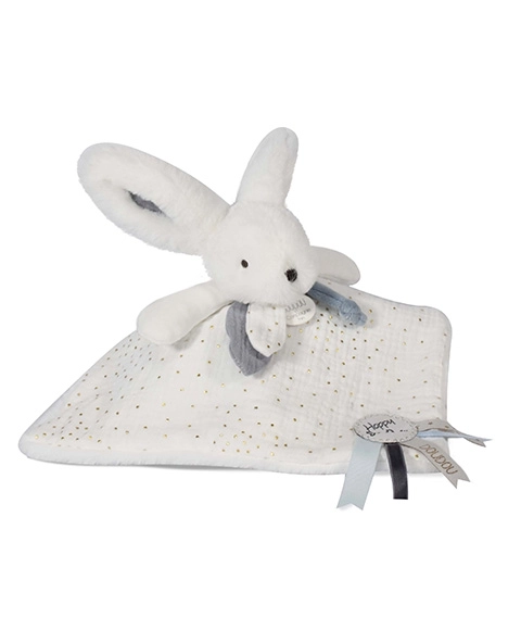 Ensemble-cadeau bleu Doudou - lapin avec couverture