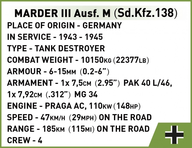COBI 2282 II WW Marder III Ausf. M, 1:35, 367 p, 1 f