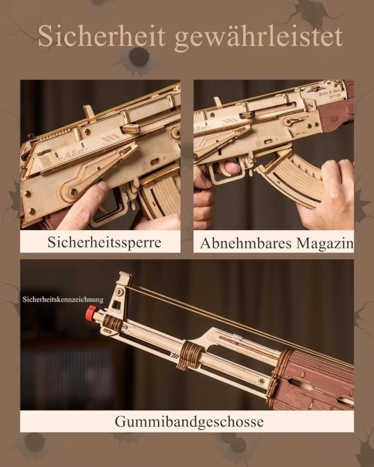 RoboTime 3D Puzzle mécanique en bois fusil d'assaut AK-47