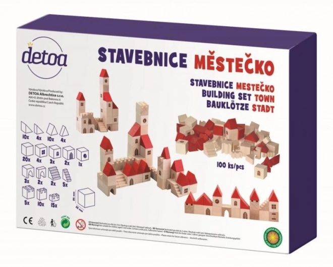 Jeu de construction en bois petite ville 100 pcs