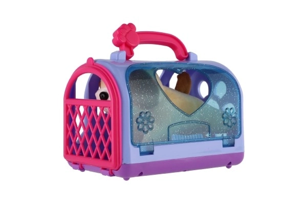 Boîte de transport avec chien en peluche