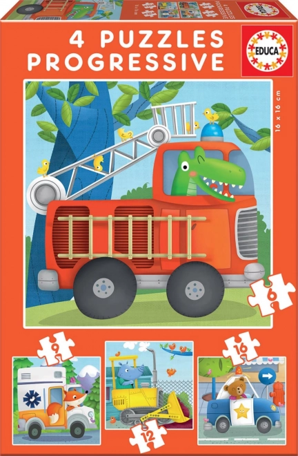 Educa puzzle Sauveteurs animaliers 4-en-1 (6, 9, 12, 16 pièces)