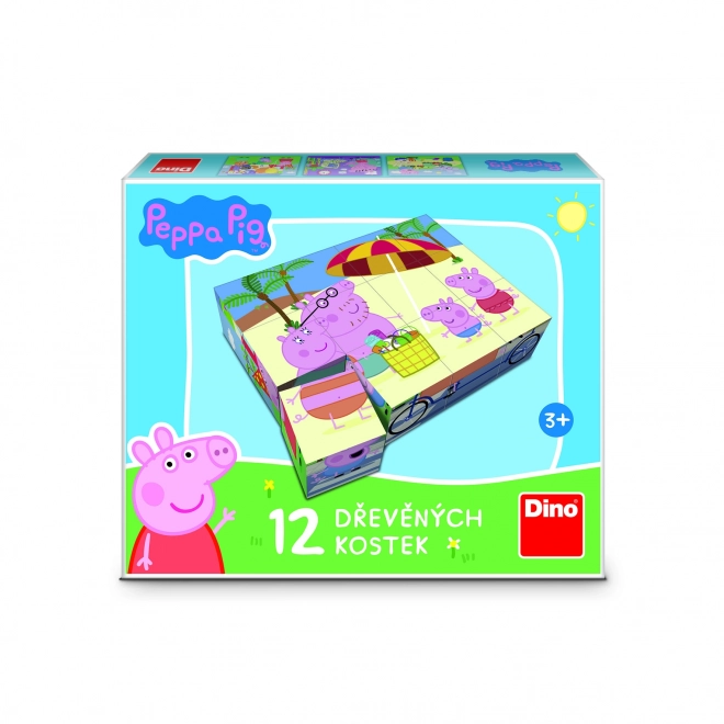 PEPPA PIG 12 Cube en bois sous licence