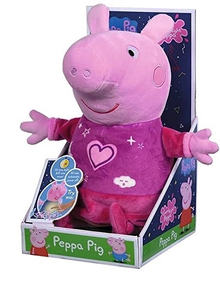 Peppa Pig 2 en 1 peluche doudou, musical + lumineux, rose, 25 cm