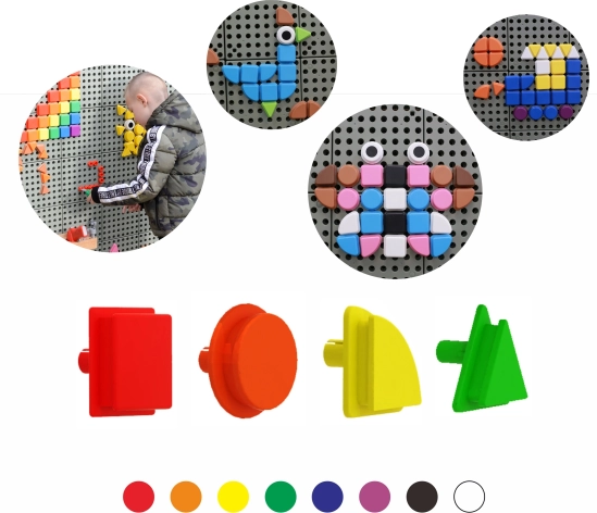 Masterkidz chevilles géométriques pour tableaux STEM, 8 couleurs, 256 pcs