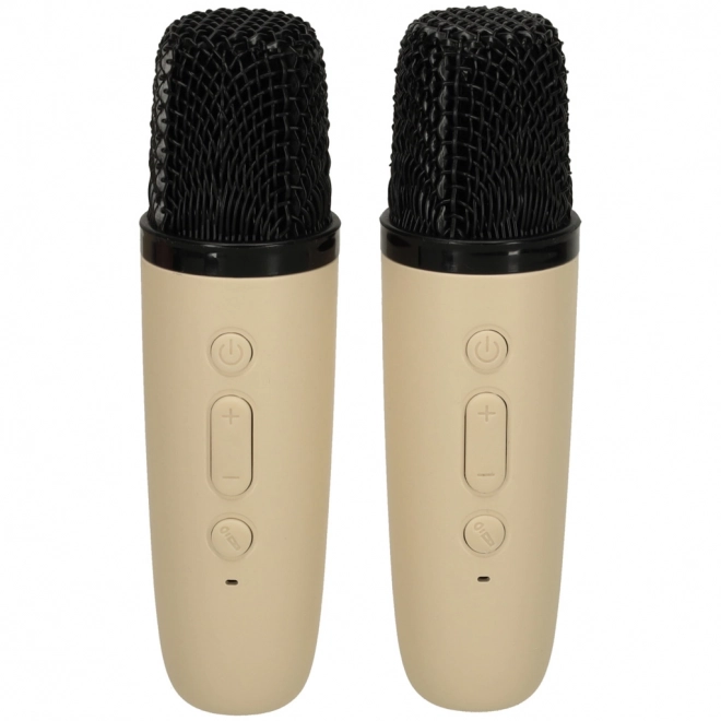 Ensemble Karaoke 2 microphones + haut-parleur portable BLUETOOTH USB LED couleur beige