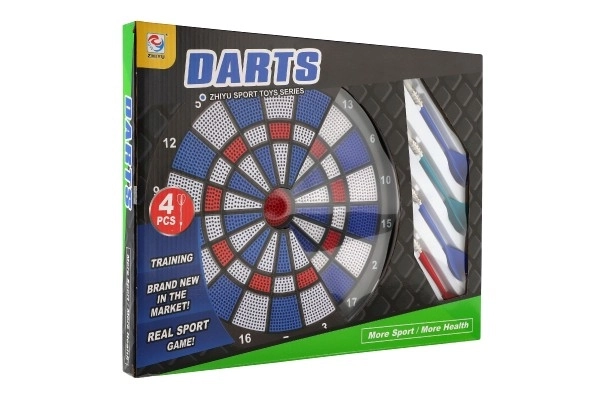 Cible avec fléchettes 4pcs plastique diamètre 28cm dans boîte 39x31x3cm