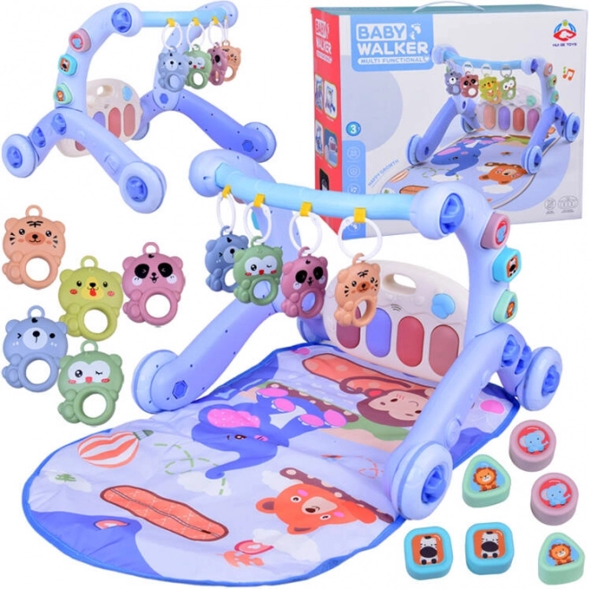 Tapis d’éveil 3-en-1 avec trotteur pousseur et piano musical pour bébés