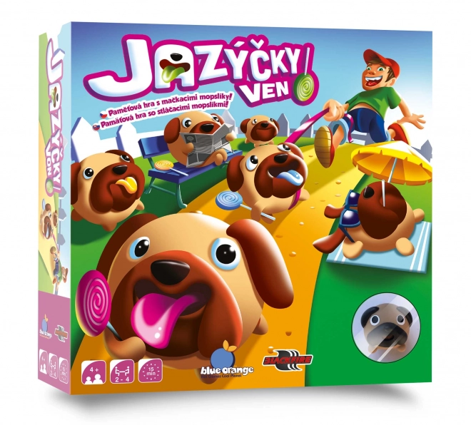 Langues dehors ! Jeu de mémoire avec des carlins