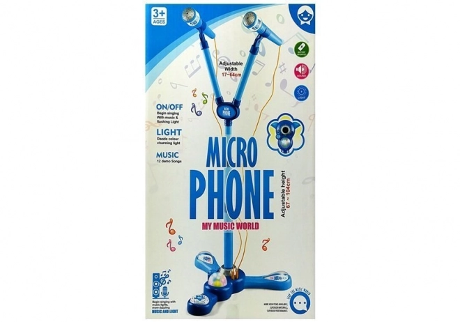 Ensemble de microphones Karaoké pour enfants Trépied Bleu à piles