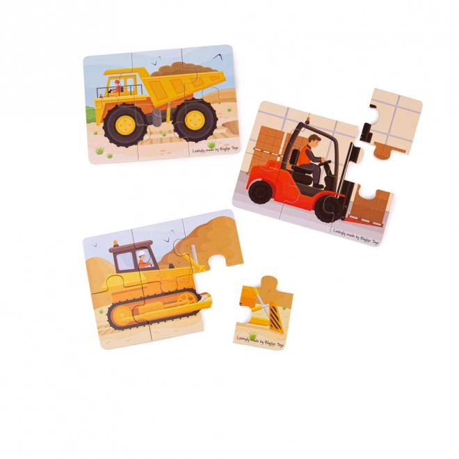 Bigjigs Toys Puzzle 3v1 Engins de chantier