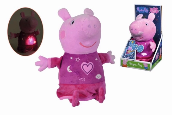 Peppa Pig 2 en 1 peluche doudou, musical + lumineux, rose, 25 cm