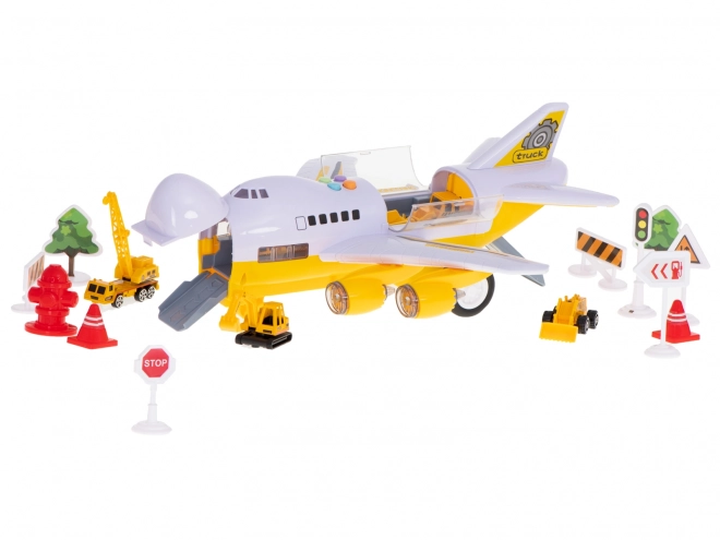 Avion cargo avec machines de construction