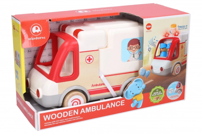 Ambulance bois/plastique avec effets 21cm