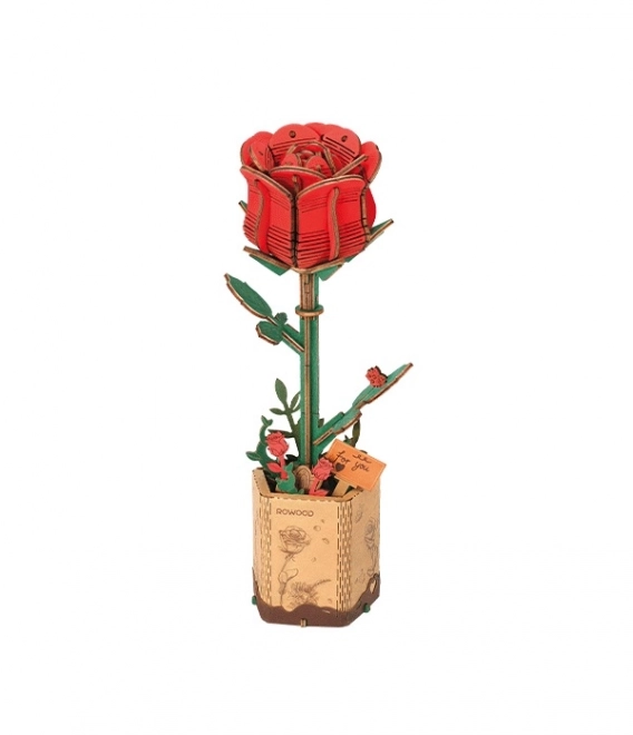 Casse-tête en bois 3D Rose Rouge