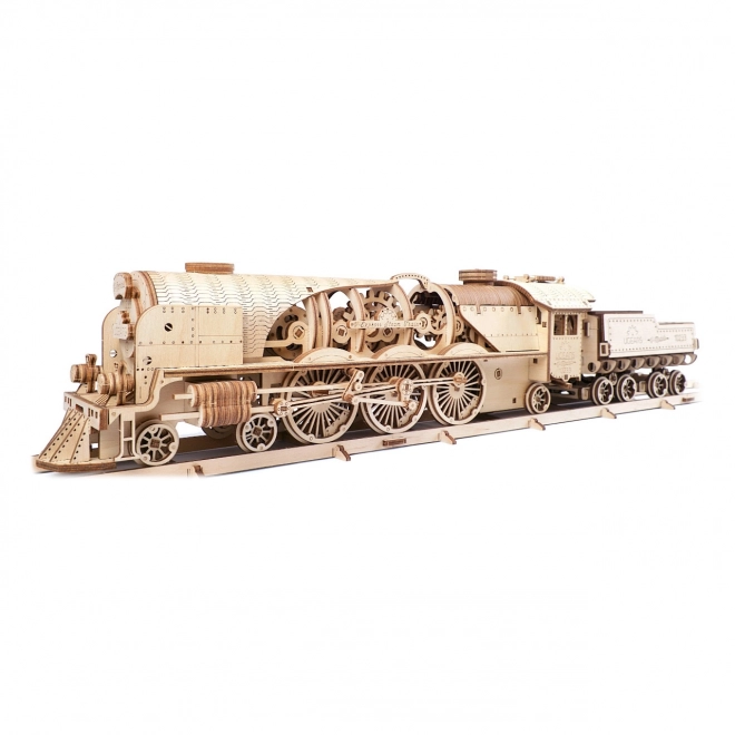 Puzzle 3D Ugears - Locomotive V-express avec wagon 538 pièces