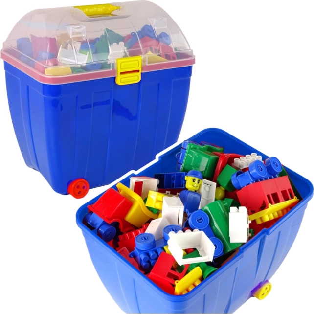 Grande valise avec briques colorées 280 pièces bleu