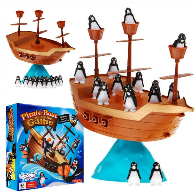 Jeu d'aventure bateau pirate avec des pingouins