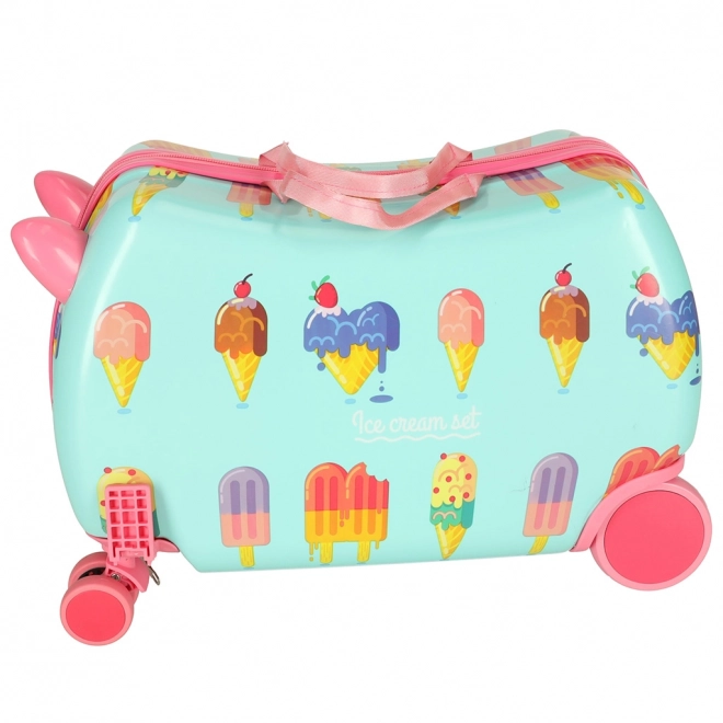 Valise pour enfants à roulettes avec motif de crème glacée