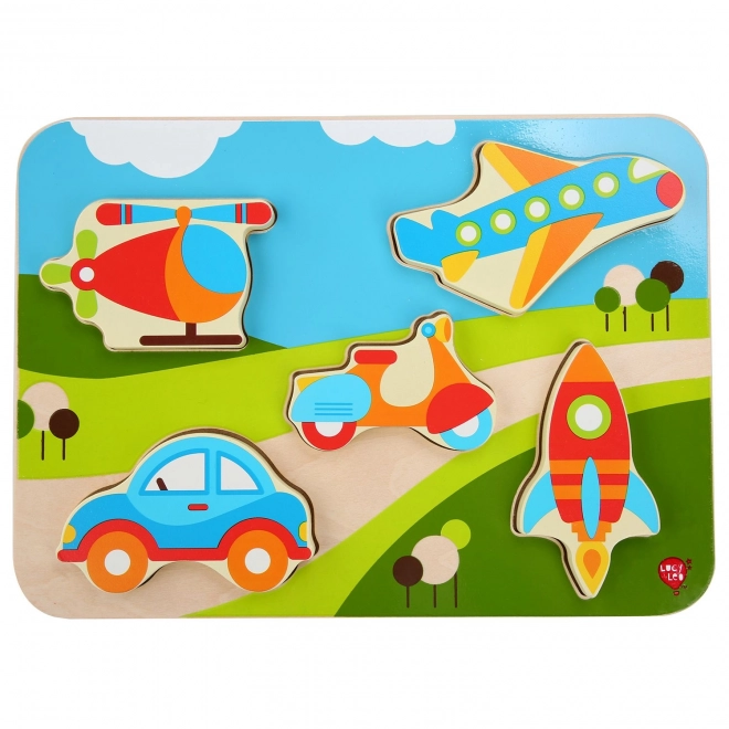 Lucy & Leo Moyens de transport - puzzle en bois à encastrer 6 pièces