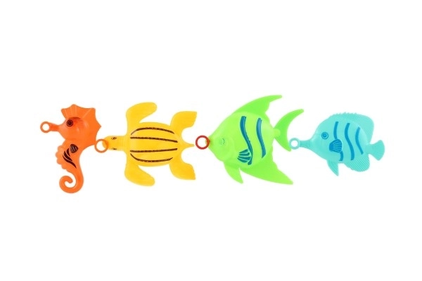 Jeu de poisson/pêcheur avec canne à pêche 26cm plastique 5 couleurs sur carte 15,5x49x2cm