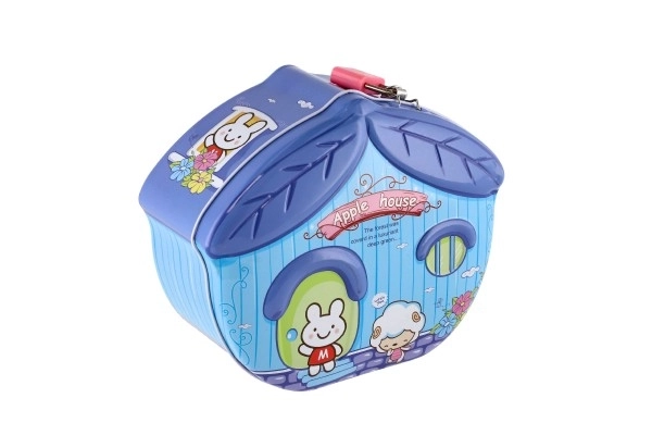 Tirelire maison en tôle avec serrure 16x8cm - 1 pièce