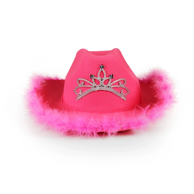 Chapeau de cow-boy rose avec couronne pour femme